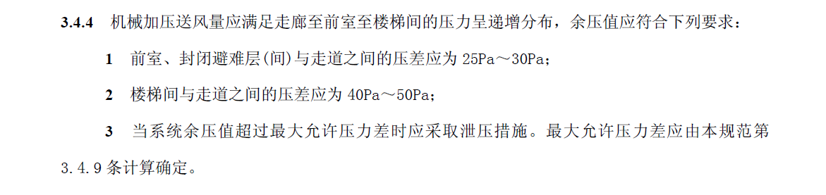 餘壓值標準